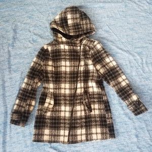 Black and white plaid coat by Steve Madden